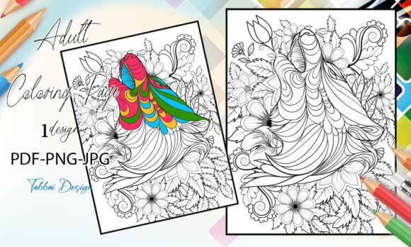 Download Wolf Head Floral Coloring Page - Floral coloring page Collection