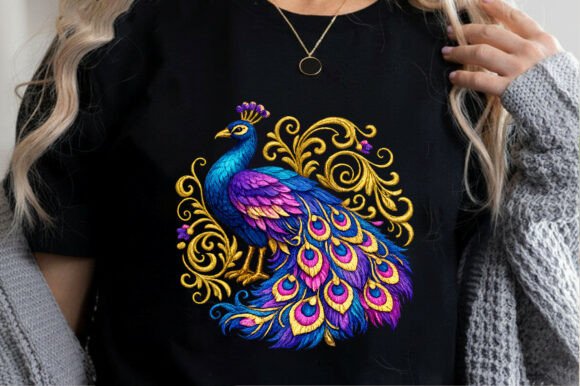 Download Colorful Peacock Embroidery Art Png - Colorful Collection