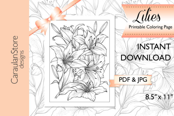 Download Floral Coloring Page, Lily Line Art - Floral coloring page Collection