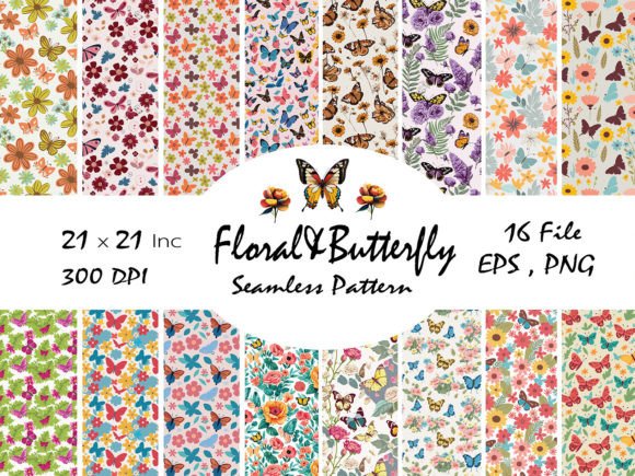 Download Flower and Butterfly Colorful Pattern - Colorful pattern Collection