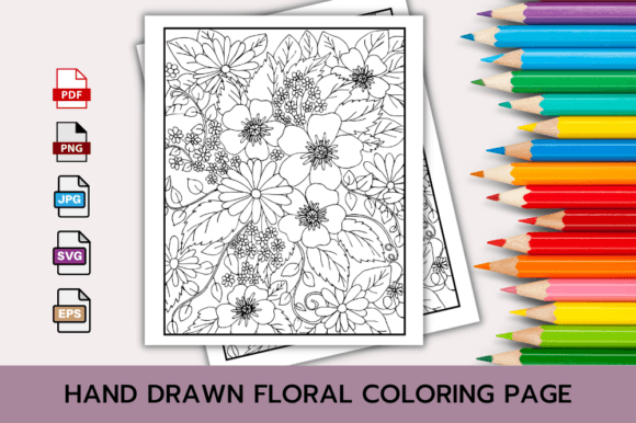 Download FLORAL COLORING PAGE BOOK for ADULTS - Floral coloring page Collection