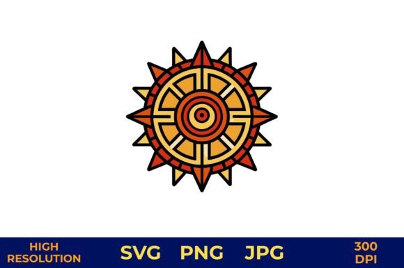Download Colorful Aztec Sun Symbol Vector Art - Colorful Collection