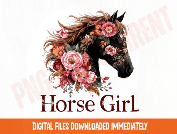 Download Horse Girl Floral Design Png, Colorful - Colorful Collection