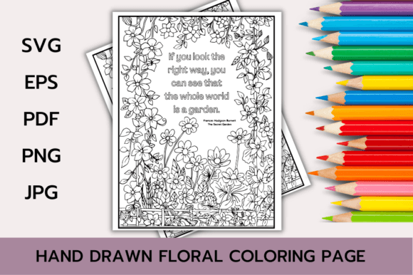 Download Floral Coloring Page with Book Quote - Premium Resources