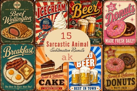 Download Retro Food Poster Sublimation PNG Bundle - Png bundle Collection
